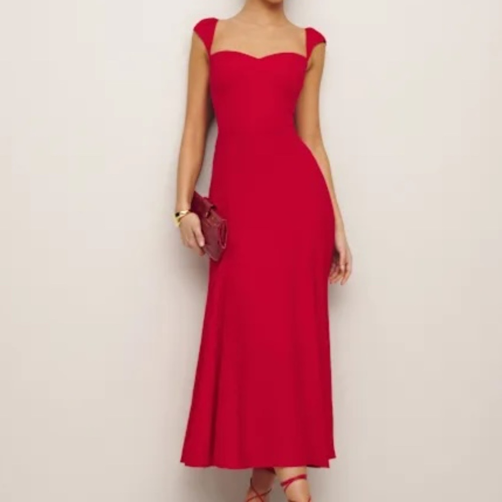 REFORMATION Bryson Dress in Cherry